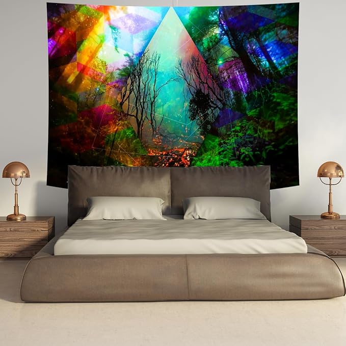 Delur Forest Tapestry Tree of Life Tropical Rainforest Tapestry Wall Hanging Colorful Nature Landscape Mystical Psychedelic Spiritual Headboard for Bedroom Living Room Home Decor (51.2" x 59.1")
