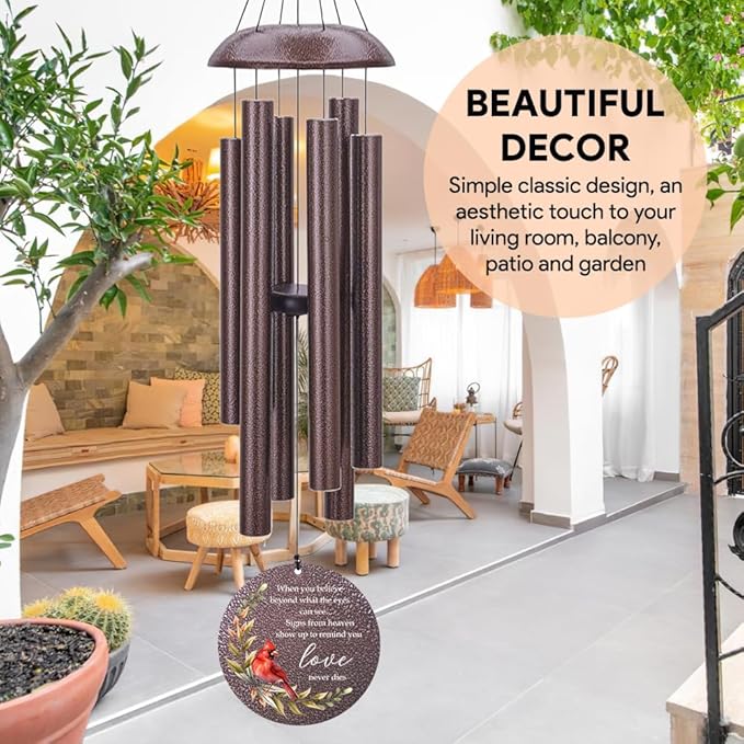 Personalized Sympathy Wind Chimes, Memorial Wind Chimes in Memory of a Loved One Gifts,Gifts for Who Loss of Dad, Mom,Brother, Friends, Sympathy Gift Baskets Home Decor Outdoor Garden Patio