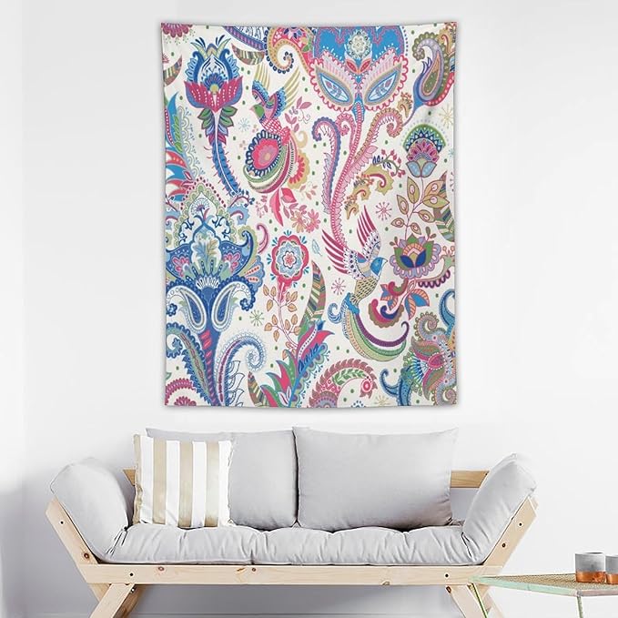 ICMOLYYENLO Boho Green Leaves Tapestry, Mid Century Abstract Tropical Palm Leaves Modern Minimalist Geometric Wall Hanging, Neutral Home Decor Art for Living Room Bedroom Dorm 60x80 Inch