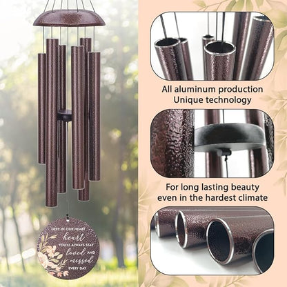 Personalized Wind Chimes, Sympathy Wind Chime, in Loving Memory for Loss of Loved Dad/Mom, Metal Large Memorial Condolences Gifts, Remembrance Wind Chimes for Loss of Loved One