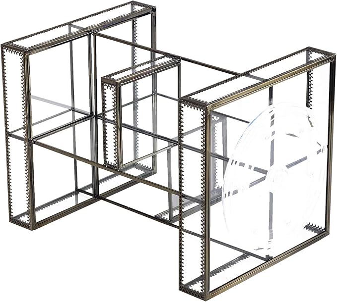 Vintage Glow Antique 360 Degree Rotating Makeup Organizer,4-Tier Spinning Perfume Tray,Countertop Cosmetic Storage,Glass Beauty Display,Retro Large Capacity Vanity Organizer for Brushes Skincare