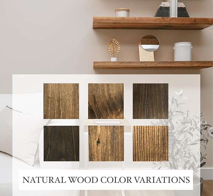 Rustic Shelves with J-Brackets Set of 2, Industrial Shelf, Kitchen Shelves, Solid Wood, Decorative Wall Storage, Heavy Duty, URBANDI (Dark Brown, 36Wx6D)