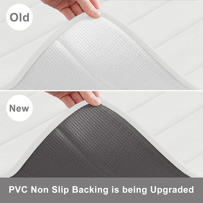 Buganda Memory Foam Bath Mat, 34" x 20", Ultra Soft and Non-Slip Bathroom Rugs, Water Absorbent and Machine Washable Bath Rug for Bathroom, Shower, and Tub, Ivory