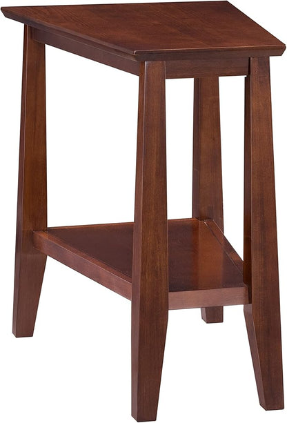 Delton 24 in. Solid Wood Recliner Wedge Side End Side Table with Shelf, Sienna Brown – Leick Home, 10402