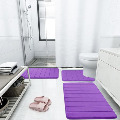 Buganda Memory Foam Bath Mat, 30" x 20", Ultra Soft and Non-Slip Bathroom Rugs, Water Absorbent and Machine Washable Bath Rug for Bathroom, Shower, and Tub, Purple