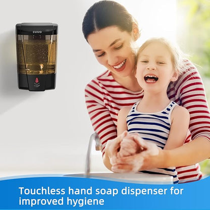 SVAVO Automatic Soap Dispenser Hand Soap Dispenser Wall Mount 600m/21fl.oz, Touchless Electric Sensor Pump Battery Operated for Offices Home Kitchen Bathroom Hotel Restaurant Commercial