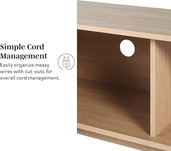 Walker Edison Arundo Fluted TV Stand for TVs up to 65 Inches, 58" TV Stand, Coastal Oak