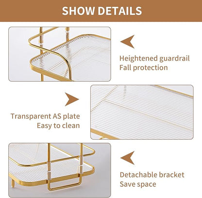 2 Tier Corner Bathroom Counter Organizer, Cosmetic Skincare Organizer, Bathroom Countertop Perfume Tray Vanity Organizer, Kitchen Spice Corner Storage Shelf