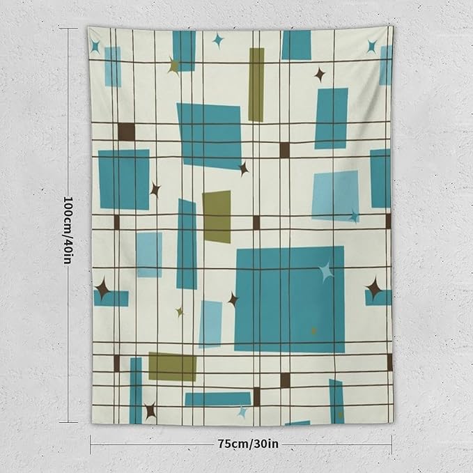 ICMOLYYENLO Boho Medieval Cat Tapestry, Abstract Atomic Starburst Geometric Aesthetic Art Wall Hanging For Bedroom Living Room Dormitory 60x60 Inches