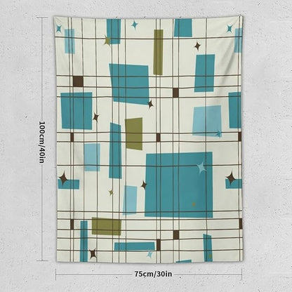 ICMOLYYENLO Boho Medieval Cat Tapestry, Abstract Atomic Starburst Geometric Aesthetic Art Wall Hanging For Bedroom Living Room Dormitory 60x60 Inches