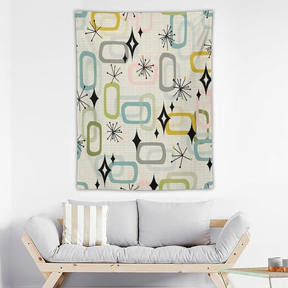 ICMOLYYENLO Boho Medieval Cat Tapestry, Abstract Atomic Starburst Geometric Aesthetic Art Wall Hanging For Bedroom Living Room Dormitory 30x40 Inches