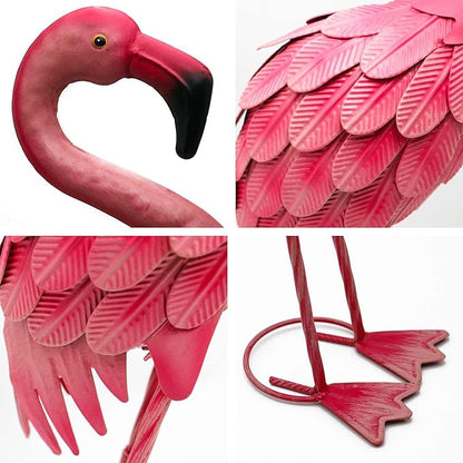 YOUKI Metal Yard Art Flamingo Decor Pink Flamingos for Yard Garden Statues Red Flamingo Yard Art Outdoor Sculptures for Outside Home Patio Lawn Ornaments Backyard Decor, Set of 2