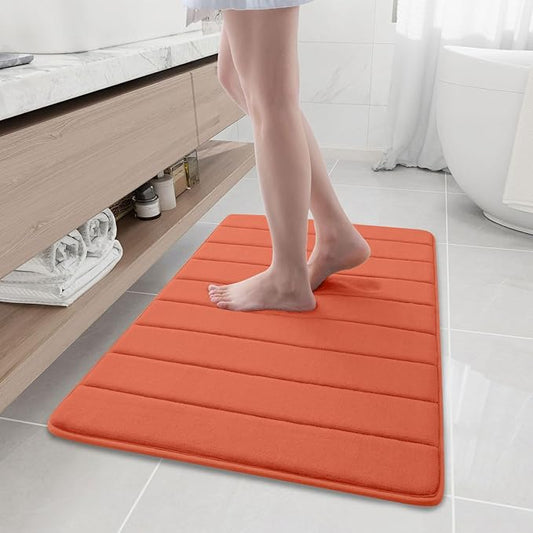 Buganda Memory Foam Bath Mat, 35.4" x 24", Ultra Soft and Non-Slip Bathroom Rugs, Water Absorbent and Machine Washable Bath Rug Runner for Bathroom, Shower, and Tub, Coral