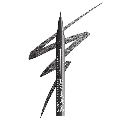 NYX PROFESSIONAL MAKEUP Epic Ink Glitz Liner, Waterproof Metallic Liquid Eyeliner with Vegan Formula - Graphite Glitz (Shimmer Graphite Black)