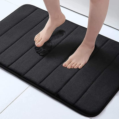 Buganda Memory Foam Bath Mat, 30" x 20", Ultra Soft and Non-Slip Bathroom Rugs, Water Absorbent and Machine Washable Bath Rug for Bathroom, Shower, and Tub, Black