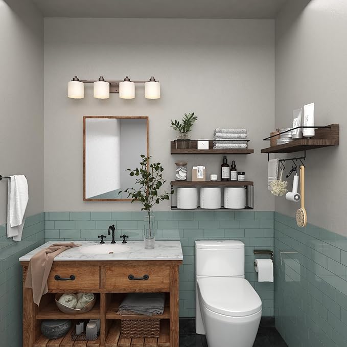 22.5 inches Bathroom Shelves Over Toilet for Wall, Floating Shelves with Storage Basket Paper Holer for Kitchen Living Room, Bedroom & Classroom, Set of 3 (Dark Brown)