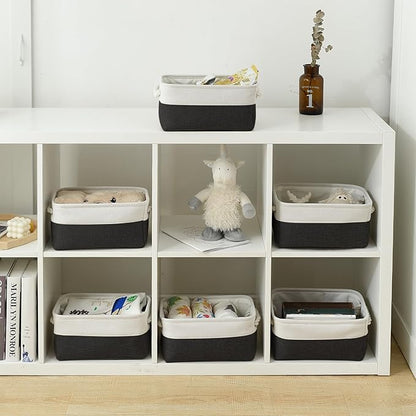 TheWarmHome Storage Bins for Shelves - 12x8x5.2 inch 1 Pack Storage Baskets for Gifts Empty for Closet Organizing Dog Gift Cloth Toy Cubes Box (White & Black)