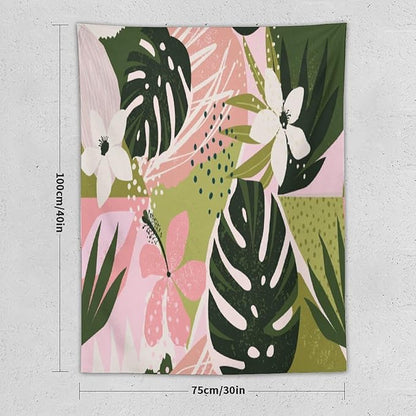 ICMOLYYENLO Tropical Green Plant Tapestry, Green Palm Leaves Natural Landscape Print Wall Tapestry for Bedroom Living Room Dormitory 60x80 Inch