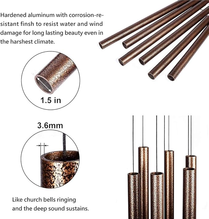 50 Inch Wind Chimes for Outside Deep Tone Large Sound Church Bell Rings Memorial Mother Day Copper Vein Thickness of Tube 3.6mm Taiwan Made