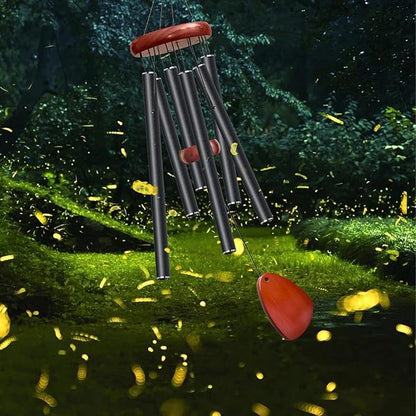 28" Black Wind Chimes for Mothers Day, Decorative Wind Chimes for Outside, Memorial Windchimes Remembrance Gift for Women Mom Grandma, Metal Windchime Outdoor Decor for Garden Patio Zen