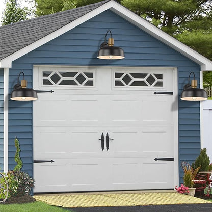 Outdoor Barn Light Gooseneck Barn Light, Farmhouse Exterior Wall Mount Light Vintage Wall Lighting Fixture Industrial Sconce Lantern for Porch, Entryway, Garage, Black, 2 Pack