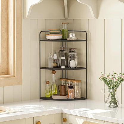 Bathroom Counter Organizer,Countertop Organizer,Vanity Organizers,Bathroom Storage,Bathroom Sink Organizers,Counter Shelf,Corner Counter,Corner Shelves(Black)