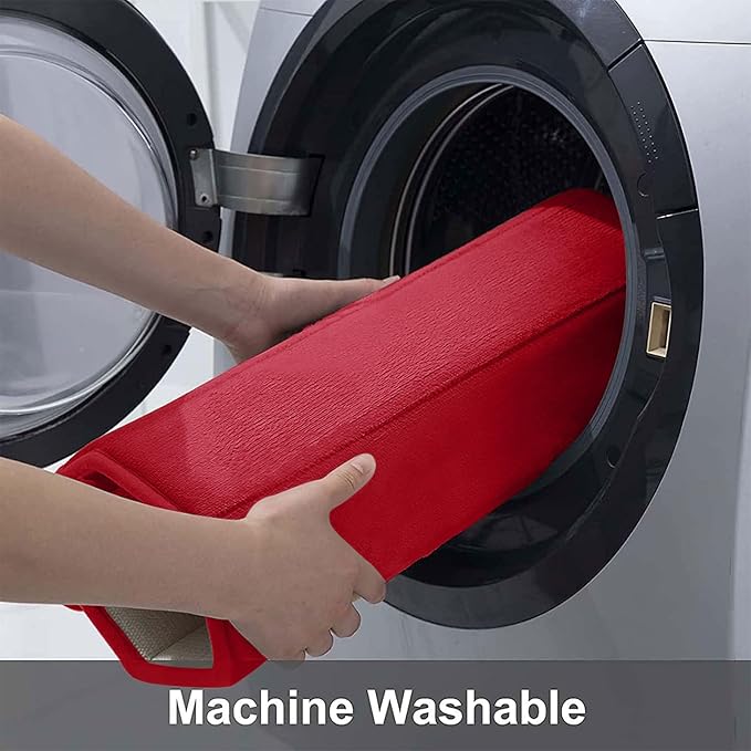 Buganda Memory Foam Bath Mat, 70" x 24", Ultra Soft and Non-Slip Bathroom Rugs, Water Absorbent and Machine Washable Bath Rug Runner for Bathroom, Shower, and Tub, Red