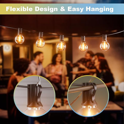 Bomcosy Outdoor String Lights,25 FT LED String Lights for Outside with Shatterproof Dimmable 12+1 Bulbs,Waterproof Connectable Outdoor Lights for Deck,Garden,Backyard,Balcony,Porch,Patio