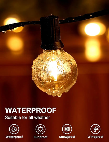 RTTY Outdoor String Lights 100 FT Globe LED Patio Lights with G40 Plastic Bulbs,Waterproof Shatterproof Dimmable Connectable Hanging for Backyard Porch Balcony Party Cafe Deck Decor