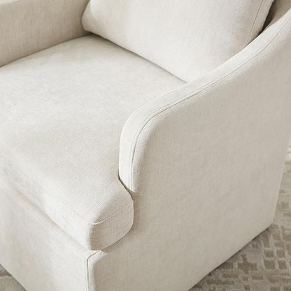 VKNOW Upholstered Dining Chairs Set of 2, Modern Kitchen Chairs Dinner Chairs with 4 Casters, Linen Armchair for Bedroom Reading Room Living Room, Beige