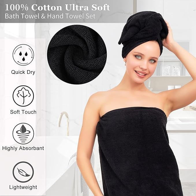 Black Bathroom Accessories with Glitter Shower Curtain,Towel Set 24 PCS Bathroom Set with Shower Curtain Set Bathroom Set Black Shower Curtain with Bathroom Trash Can