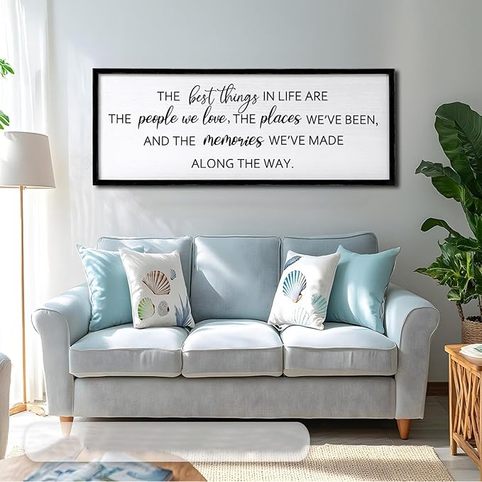 The Best Things in Life Framed Wall Art, 32''×12'' Rustic The Best Things in Life Sign for God Jesus Christ Prayer, Horizontal Holy Inspirational Family Home Decor