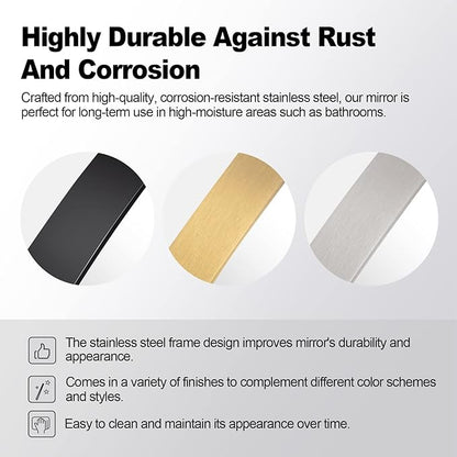 ANDY STAR Brushed Nickel Bathroom Mirror, 30x40” Oblong Mirror with Stainless Steel Metal Frame, Silver Oval Vanity Mirror for Over Sink, Modern Anti Rust Wall Mounted