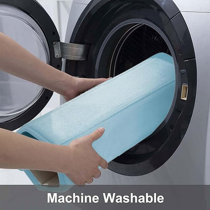 Buganda Memory Foam Bath Mat, 47" x 24", Ultra Soft and Non-Slip Bathroom Rugs, Water Absorbent and Machine Washable Bath Rug Runner for Bathroom, Shower, and Tub, Light Blue