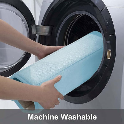 Buganda Memory Foam Bath Mat, 47" x 17", Ultra Soft and Non-Slip Bathroom Rugs, Water Absorbent and Machine Washable Bath Rug Runner for Bathroom, Shower, and Tub, Light Blue