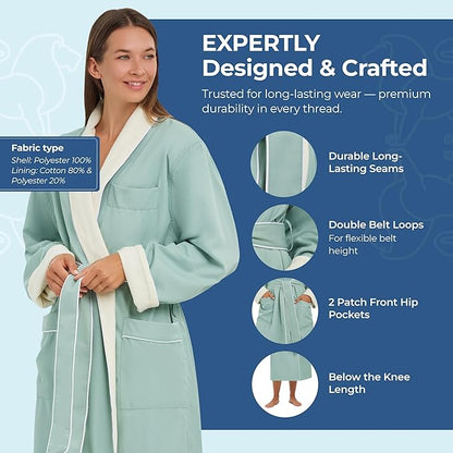 Terry Lined Microfiber Hotel Robe - Luxury Spa Bathrobe by Monarch/Cypress