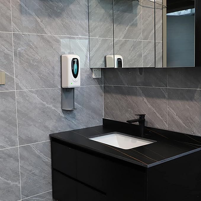 Touchless Automatic Foaming Hand Soap Dispenser Wall Mount, Motion Sensor Foam Liquid Refill Bottle Sanitizer Dispensing for Bathroom Kitchen Home Farmhouse Station 1306-s