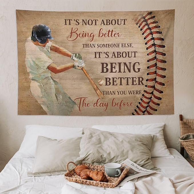 yowecso Baseball Tapestry Sport Theme Tapestry Wall Hanging for Bedroom Baseball Tapestries Aesthetic Wall Decor for Home Dorm Living Room 60"x90"