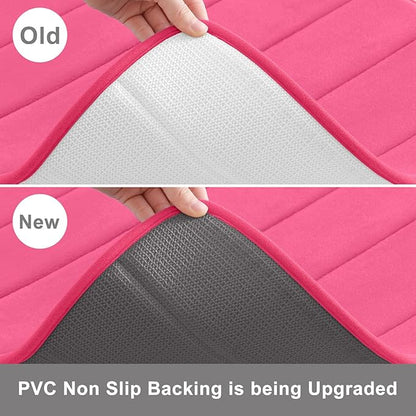 Buganda Memory Foam Bath Mat, 47" x 20", Ultra Soft and Non-Slip Bathroom Rugs, Water Absorbent and Machine Washable Bath Rug Runner for Bathroom, Shower, and Tub, Deep Pink