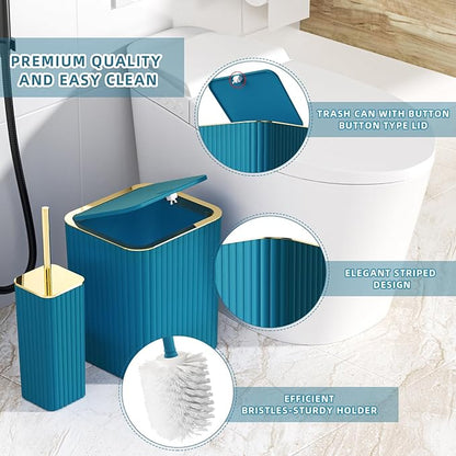 28PC Bathroom Accessories Set - Gorgeous Teal Bathroom Set with Shower Caddy and Shower Curtain, Bathroom Accessory Set, Soap Dish & Trash Can