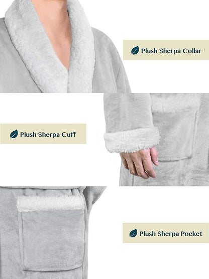 PAVILIA Mens Soft Robe | Warm Fleece Robes for Men, Soft Spa Bathrobe with Shawl Collar and Pockets