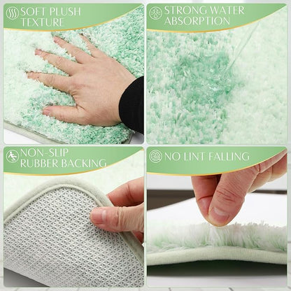 32PCS Bathroom Set Bathroom Sets with Shower Curtain and Rugs Green Bathroom Accessories,Shower Curtain Set,Bathroom Rug Set with Bathroom Trash Can