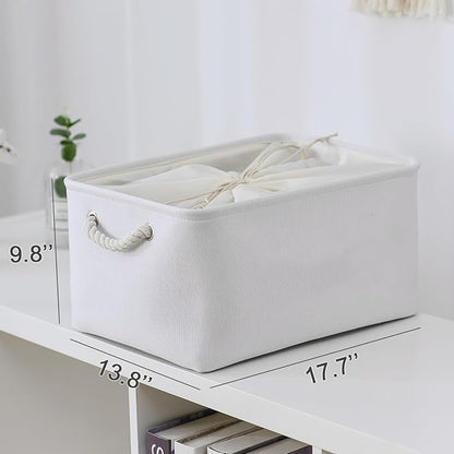 TheWarmHome Storage Basket for Gifts Empty - X Large - 3 Pack 17.7L×13.8W×9.8H in Collapsible Storage Bin for Shelves, Toy Box Storage for Gifts Book Laundry (White)