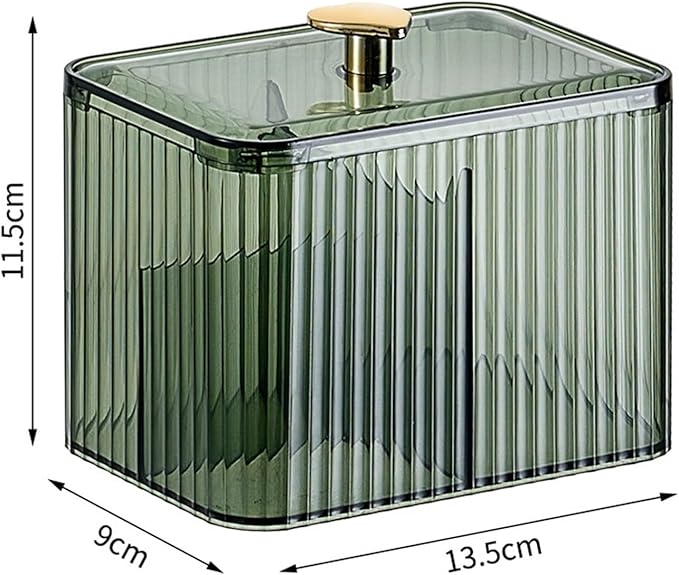 Qtips Holder Bathroom Container,3-Section Cotton Ball/Swabs Dispenser,3 Grids Apothecary Jar Organizer, Cosmetics Storage for Vanity