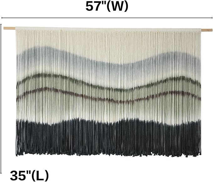 Macrame Wall Hanging Dip-Dye Large Macrame Wall Decor Boho Home Decor Scale Fiber Wall Art Yarn Craftsmanship Art 57" Wx 35" L
