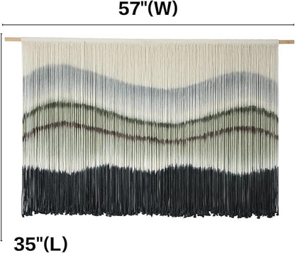 Macrame Wall Hanging Dip-Dye Large Macrame Wall Decor Boho Home Decor Scale Fiber Wall Art Yarn Craftsmanship Art 57" Wx 35" L