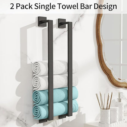 Bathroom Towel Bar,24 Inch Towel Racks for Bathroom Wall Mounted,Stainless Steel Towel Rail Hanger for Wall,Matte Black Towel Holder for Wall, Kitchen(2 Pack)