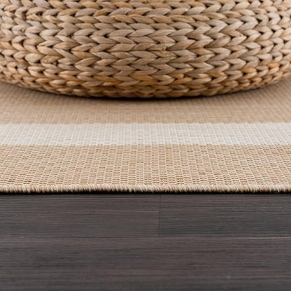 CAMILSON Outdoor Rug 10x14, Large Modern Outside Rugs for Patios Porches Waterproof Durable Washable Non-Shedding, Easy-to-Clean Indoor/Outdoor Area Carpet (10 x 14, Bordered - Beige/White)