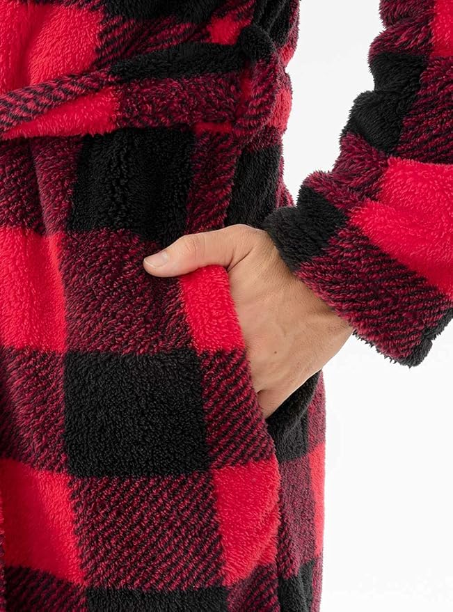 DAVID ARCHY Men's Soft Fleece Plush Robe Full Length Long Bathrobe