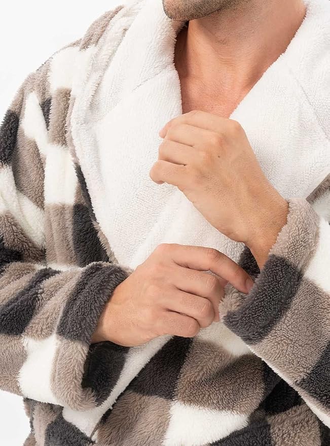 DAVID ARCHY Men's Soft Fleece Plush Robe Full Length Long Bathrobe